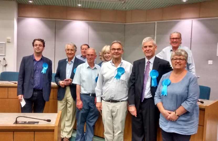 David and Mary Lewis right, celebrate the win with fellow councillors