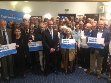 Dominic Raab with local Conservative party members at his re-selection