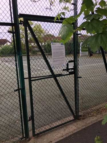 Anyone for tennis? The locked courts at Grovelands Rec, Molesey