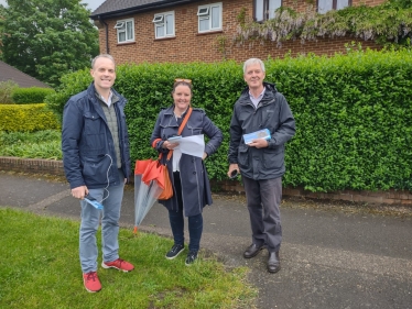 Corinne campaigning with Dominic Raab MP and Cllr Tim Oliver